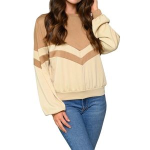 New WOMEN'S COLORBLOCK LONG SLEEVE CHEVRON SWEATER